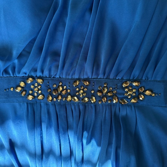 Royal Blue One-Shoulder Embellished Dress Gown - Picture 6 of 9